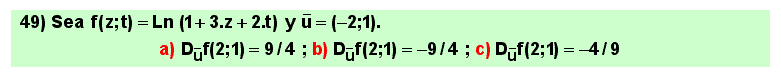 49 Problema sobre derivada de un campo escalar (función real de varias variables) en un punto según un vector