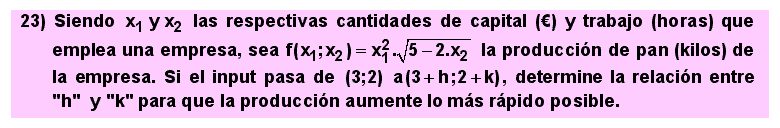 23 Problema sobre las propiedades del gradiente de una función de varias variables