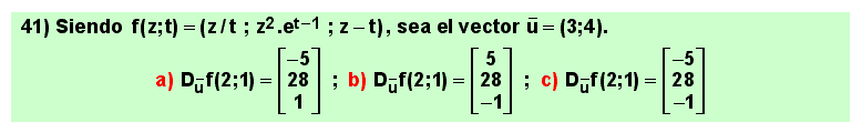 41 Test, derivada de un campo vectorial en un punto según un vector