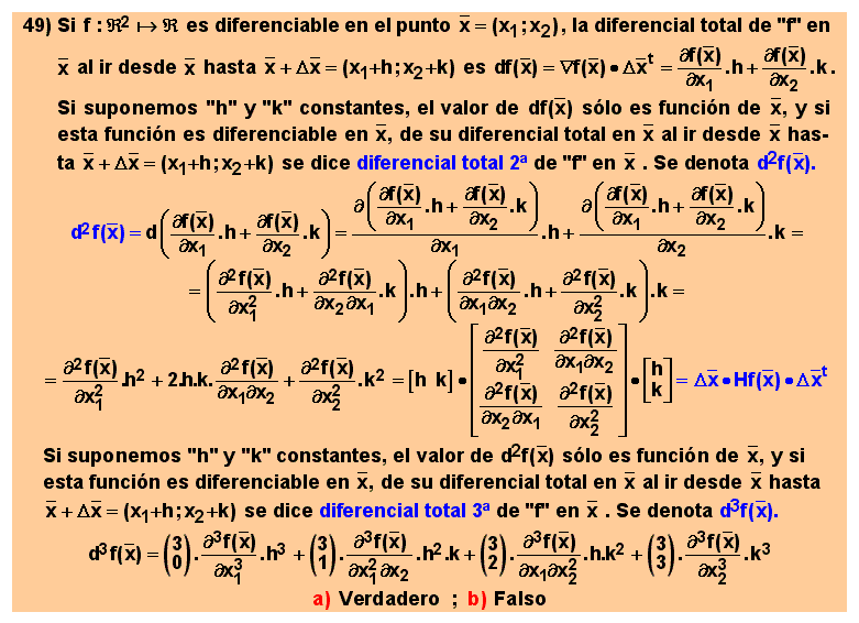 49 Diferenciales totales de orden superior de una función de varias variables