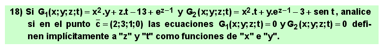 18 Problema sobre el teorema de existencia de campos vectoriales definidos implícitamente mediante un sistema de ecuaciones