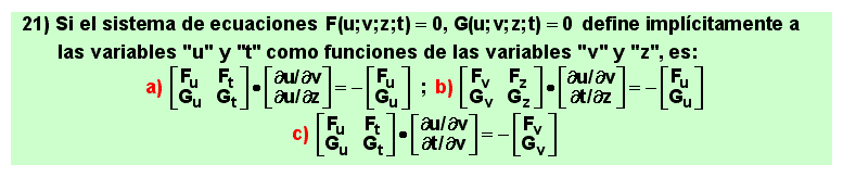 21 Test sobre derivación de campos vectoriales definidos implícitamente mediante un sistema de ecuaciones