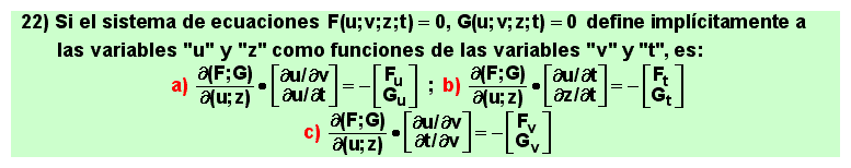 22 Test sobre derivación de campos vectoriales definidos implícitamente mediante un sistema de ecuaciones