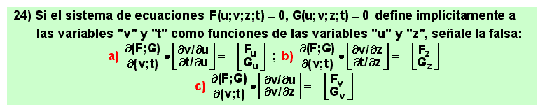 24 Test sobre derivación de campos vectoriales definidos implícitamente mediante un sistema de ecuaciones