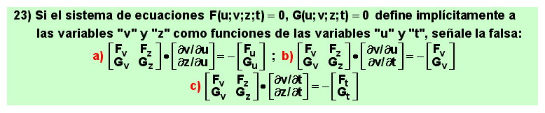 23 Test sobre derivación de campos vectoriales definidos implícitamente mediante un sistema de ecuaciones