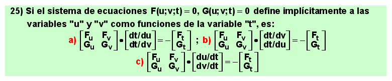 25 Test sobre derivación de campos vectoriales definidos implícitamente mediante un sistema de ecuaciones