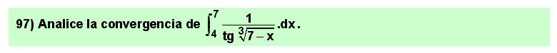 97 Problema resuelto sobre el cálculo de integrales impropias de segunda especie mediante la sustitución de infinitésimos equivalentes