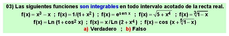 03 Test sobre la existencia de integrales definidas
