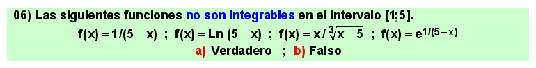 06 Test sobre la existencia de integrales definidas