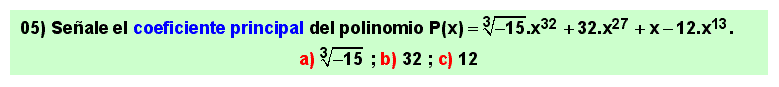 05 Coeficiente principal de un polinomio