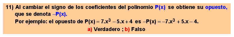 11 Polinomio opuesto de un polinomio