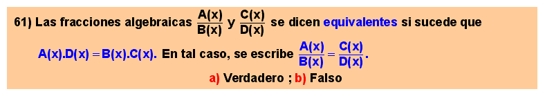 61 Equivalencia de fracciones algebraicas