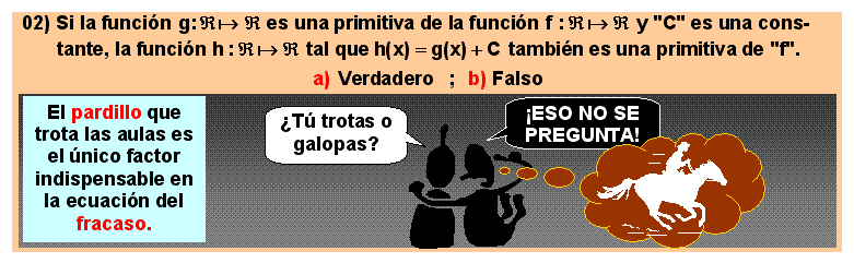 02 Si a  una primitiva de f(x) se le suma una constante resulta una primitiva de f(x)