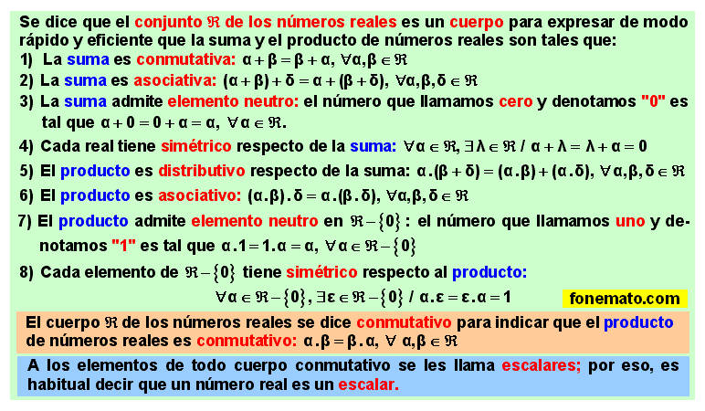 01 El cuerpo conmutativo de los números reales