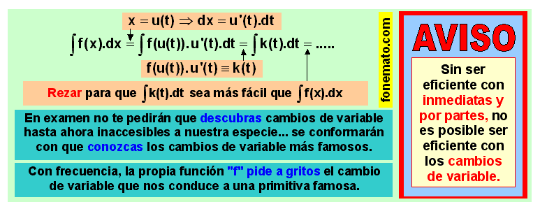 07 Cálculo de primitivas mediante cambio de variable