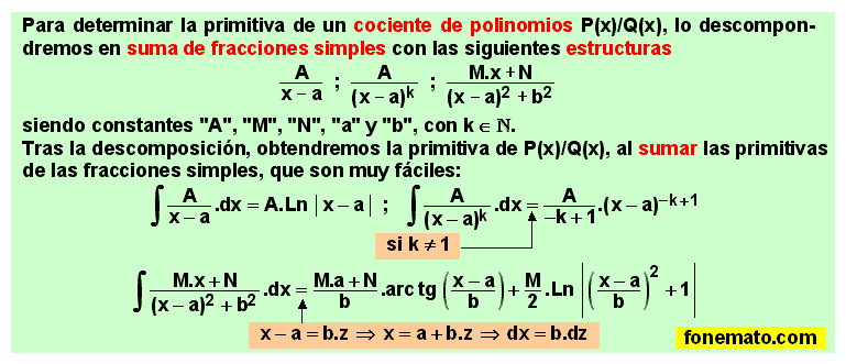 08 Primitiva de un cociente de polinomios