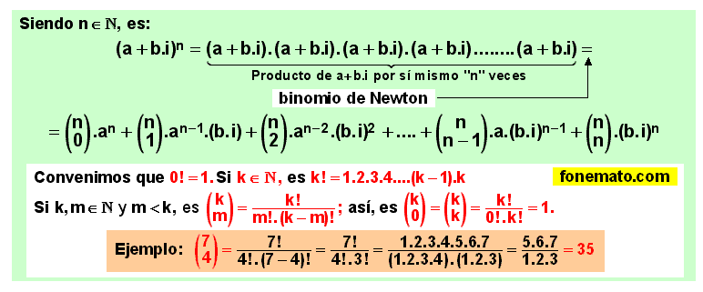 10 Potenciación de números complejos expresados en forma binómica