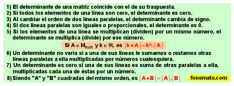 19 Propiedades de los determinantes (Pueden ahorrar mucho trabajo)