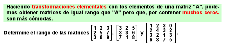 28 Cálculo del rango mediante transformaciones elementales